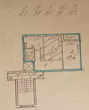 2-к кв. Санкт-Петербург Суздальский просп., 105К1 (44.1 м)