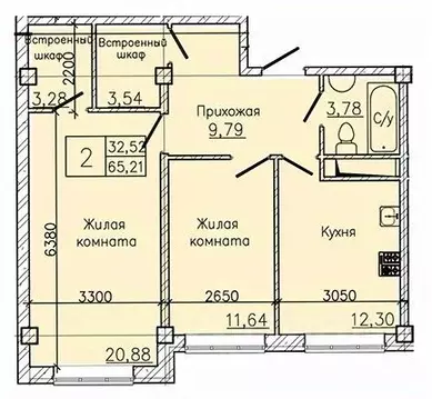 2-к кв. Ставропольский край, Пятигорск ул. Ермолова, 28А (68.6 м)