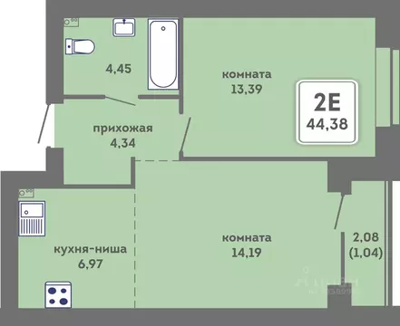 2-к кв. Пермский край, Пермь Кировоградская ул., 28 (45.42 м)