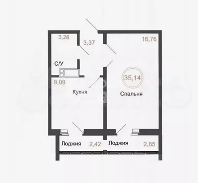 1-к кв. Челябинская область, Челябинск Днепропетровская ул., 5.3 (35.0 ...