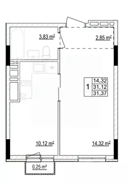 1-к кв. Белгородская область, Белгородский район, Новосадовское с/пос, ...