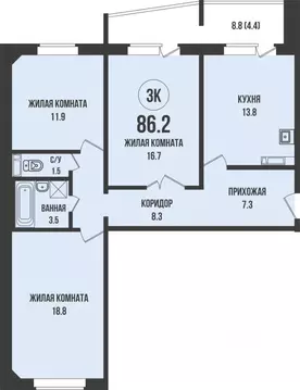 3-к кв. Новосибирская область, Новосибирск Родники мкр, Династия жилой ...