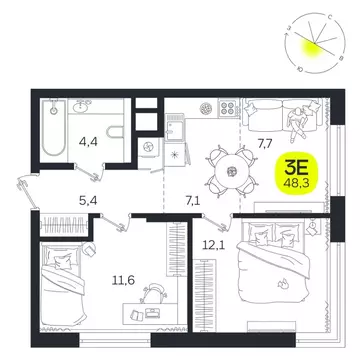 3-к кв. Свердловская область, Екатеринбург Южная Ботаника жилрайон, ...