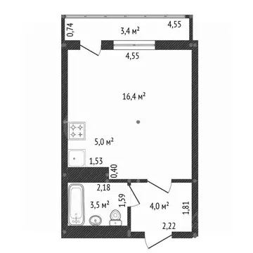 Студия Башкортостан, Уфа ул. Евгения Столярова, 2 (28.0 м)