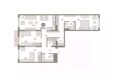 3-к кв. Свердловская область, Екатеринбург Сортировочный жилрайон, ...