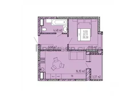 1-к кв. Калужская область, Калуга ул. Серафима Туликова, 4 (39.38 м)