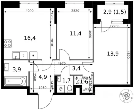 2-к кв. Москва 1-й Измайловский жилой комплекс (58.7 м)