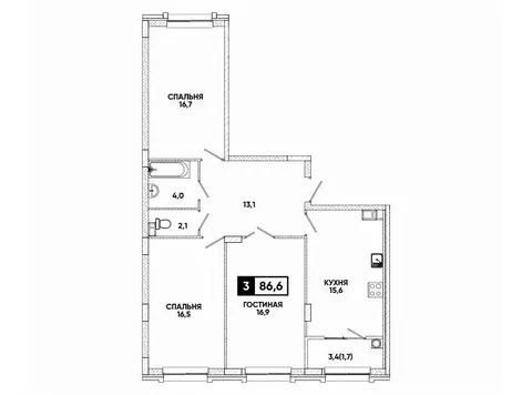 3-к кв. Ставропольский край, Кисловодск ул. Катыхина, 185с1 (86.6 м)