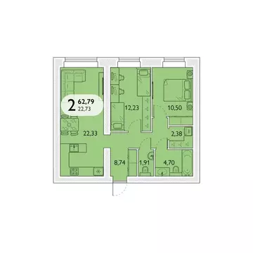 2-к кв. Брянская область, Брянский район, пос. Мичуринский, ...