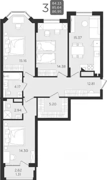 3-к кв. Калининградская область, Калининград ул. Старшины Дадаева, ...