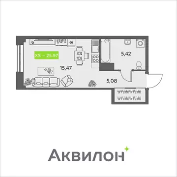 Квартира-студия: Архангельск, улица Розы Шаниной, 4 (25.97 м)