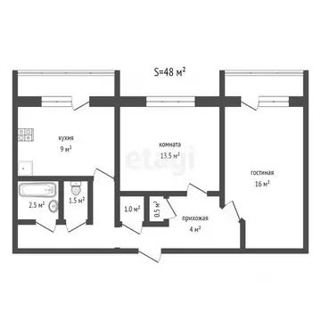 2-к кв. Брянская область, Брянский район, Мичуринское с/пос, д. ...
