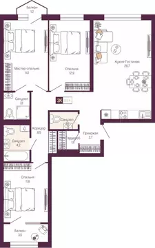 3-к кв. Нижегородская область, Нижний Новгород ул. Тургенева (90.9 м)