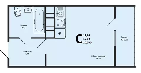 Квартира-студия: Краснодар, улица Ивана Беличенко, 103 (20 м)