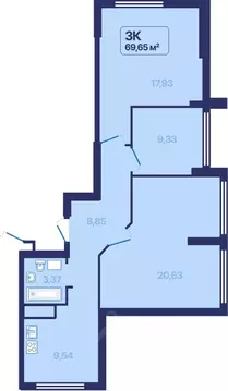 3-к кв. Свердловская область, Екатеринбург просп. Космонавтов, 9 ...