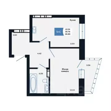 1-к кв. Новосибирская область, Новосибирск ул. Титова, 48 (36.86 м)