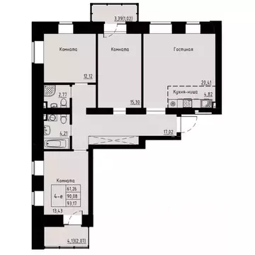 4-к кв. Красноярский край, Красноярск ул. Елены Стасовой, 82 (93.3 м)