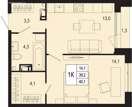 Квартира-студия: Московская область, городской округ Подольск, деревня ...