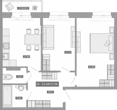 2-к кв. Приморский край, Артем  (55.7 м)