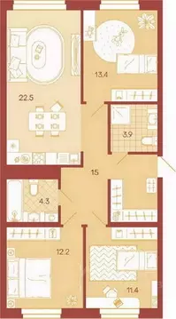 3-к кв. Пензенская область, Пенза ул. Минская, 25 (82.7 м)