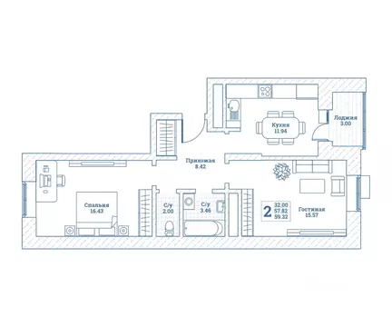 2-к кв. Московская область, Щелково городской округ, Монино пгт ул. ...
