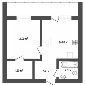 1-к кв. Тюменская область, Тюмень Интернациональная ул., 199к1 (41.8 ...