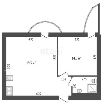 Квартира-студия: Симферополь, Ростовская улица, 19А (48.4 м)
