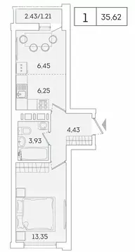 1-комнатная квартира: Мурино, Екатерининская улица, 11 (34.2 м)