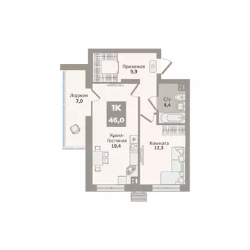 1-к кв. Курганская область, Курган Заозерный жилрайон, 12-й мкр, 1 ...