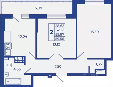 2-к кв. Ростовская область, Новочеркасск  (59.56 м)