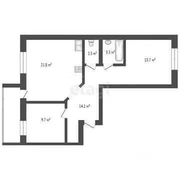 2-к кв. Тюменская область, Тюмень ул. Избышева, 8 (63.2 м)