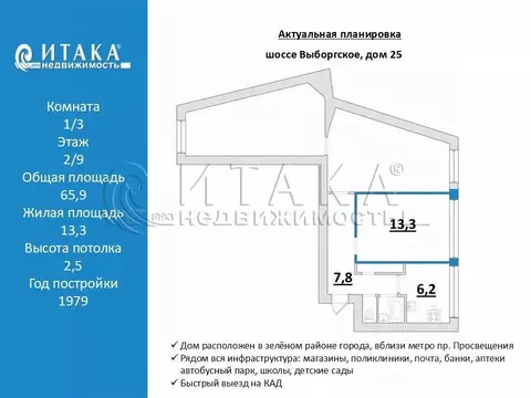 Комната Санкт-Петербург Выборгское ш., 25 (13.0 м)