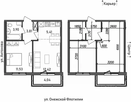 2-к кв. Карелия, Петрозаводск Флотилия жилой комплекс (41.11 м)
