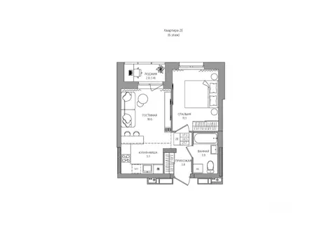 2-к кв. Пермский край, д. Кондратово ул. Водопроводная, 5 (35.9 м)
