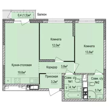 2-к кв. Удмуртия, Ижевск Союзная ул., 8Б (60.25 м)