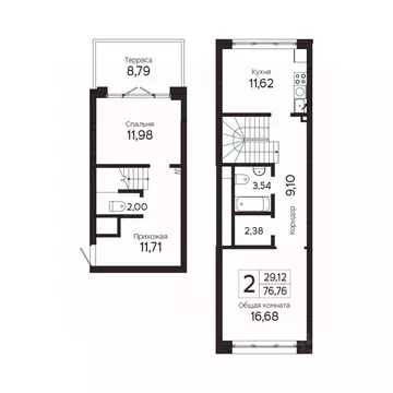 2-к кв. Томская область, Томск Комсомольский просп., 48Б (72.34 м)