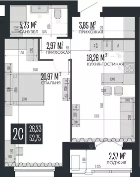 2-к кв. Алтайский край, Барнаул Опера Резиденс жилой комплекс, БС3 ...