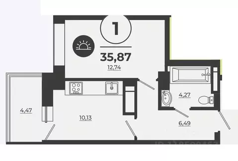 1-к кв. Ростовская область, Ростов-на-Дону Левенцовский мкр, ...