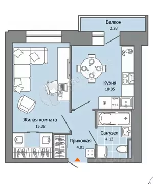 1-к кв. Пермский край, Пермь ул. Дзержинского, 31А (39.0 м)