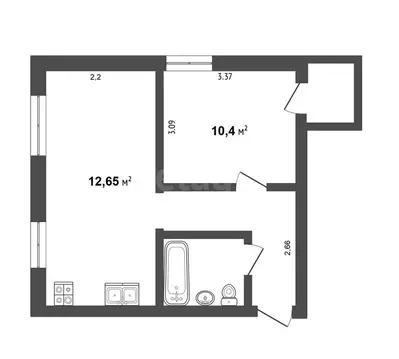 1-комнатная квартира: Вологда, Элеваторная улица, 21 (32.2 м)