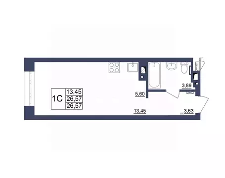 Студия Башкортостан, Уфа Космос жилой комплекс, лит1 (26.44 м)