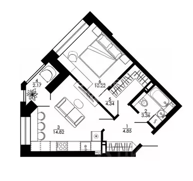 1-к кв. Липецкая область, Липецк Университетский мкр, Архитектор жилой ...