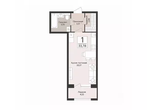 Студия Воронежская область, Воронеж Эклипс жилой комплекс (33.78 м)