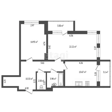 2-комнатная квартира: Самара, пер. Плотничный, 2 (75.4 м)