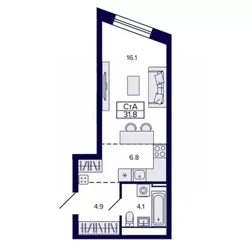 Студия Хабаровский край, Хабаровск ул. Карла Маркса, 96/1 (31.84 м)