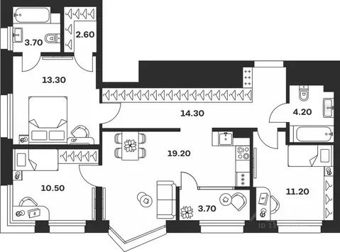 3-к кв. Тульская область, Тула ул. Михеева, 9А (82.7 м)