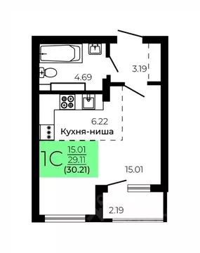 Студия Воронежская область, Воронеж Оникс жилой комплекс (30.21 м)