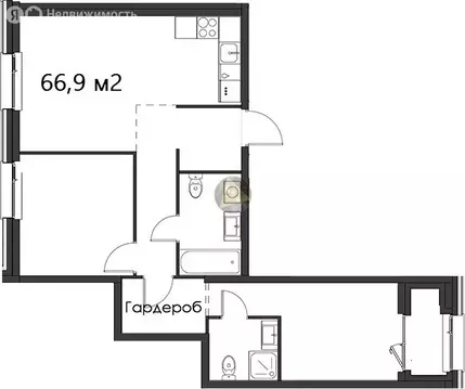 2-комнатная квартира: Санкт-Петербург, Галерный проезд, 1к2 (66.9 м)