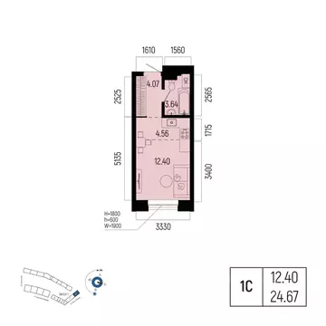 1-к кв. Башкортостан, Уфа Глумилино-1 мкр, Новатор жилой комплекс ...