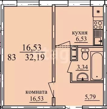 1-комнатная квартира: Курган, жилой район Заозёрный, 8-й микрорайон, 6 ...